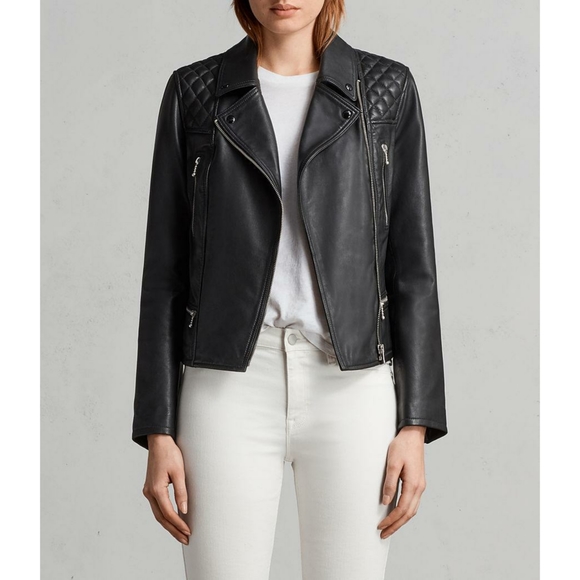 All Saints Kelham Leather Biker Jacket - Picture 2 of 8